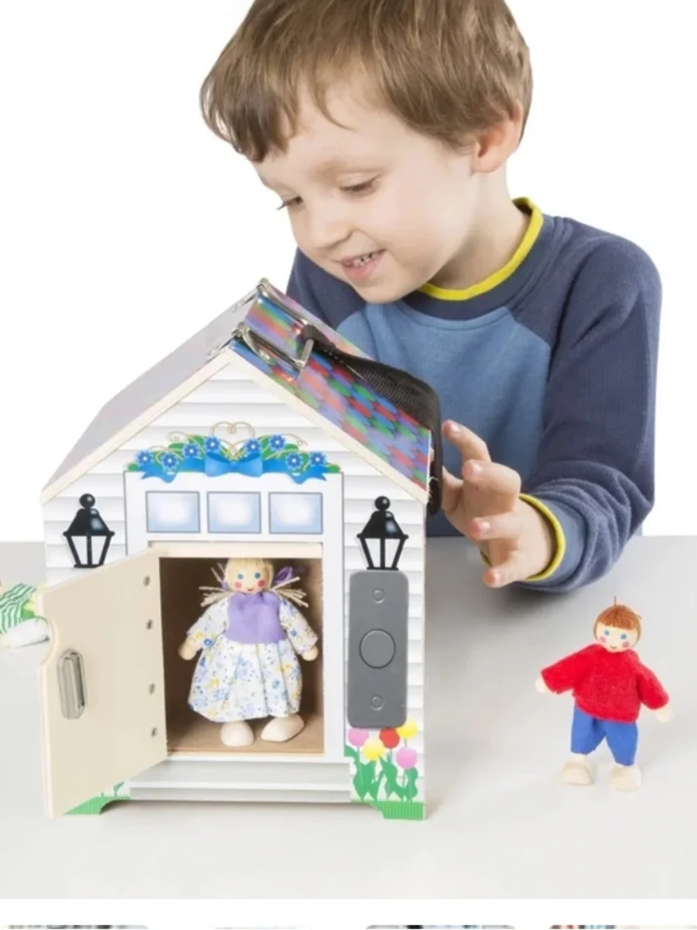 Melissa & Doug Colorful Roof Wooden Doll House Lock Box.